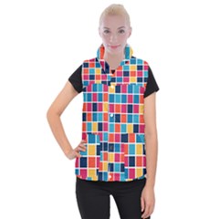 Square Plaid Checkered Pattern Women s Button Up Vest by Ravend