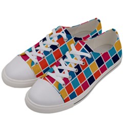 Square Plaid Checkered Pattern Women s Low Top Canvas Sneakers by Ravend