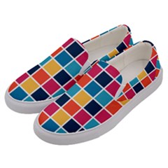 Square Plaid Checkered Pattern Men s Canvas Slip Ons by Ravend