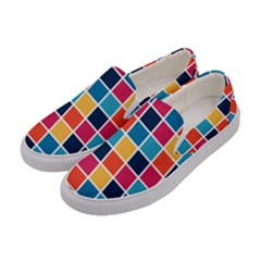 Square Plaid Checkered Pattern Women s Canvas Slip Ons by Ravend