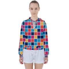 Square Plaid Checkered Pattern Women s Tie Up Sweat by Ravend