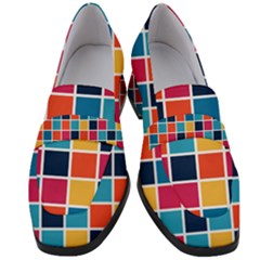 Square Plaid Checkered Pattern Women s Chunky Heel Loafers