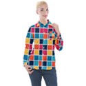 Square Plaid Checkered Pattern Women s Long Sleeve Pocket Shirt View1