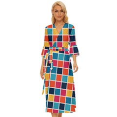 Square Plaid Checkered Pattern Midsummer Wrap Dress by Ravend