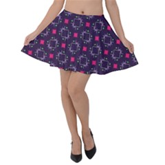 Geometric Pattern Retro Style Velvet Skater Skirt