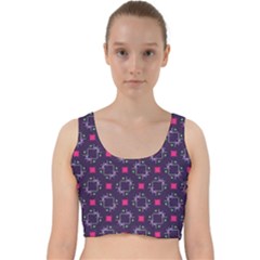 Geometric Pattern Retro Style Velvet Racer Back Crop Top