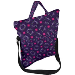 Geometric Pattern Retro Style Fold Over Handle Tote Bag