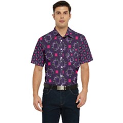 Geometric Pattern Retro Style Men s Short Sleeve Pocket Shirt 