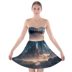 Space Planet Universe Galaxy Moon Strapless Bra Top Dress by Ravend