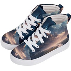 Space Planet Universe Galaxy Moon Kids  Hi-top Skate Sneakers by Ravend