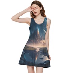 Space Planet Universe Galaxy Moon Inside Out Racerback Dress by Ravend