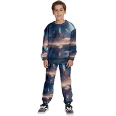 Space Planet Universe Galaxy Moon Kids  Sweatshirt Set by Ravend