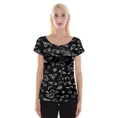 Background Graphic Abstract Pattern Cap Sleeve Top