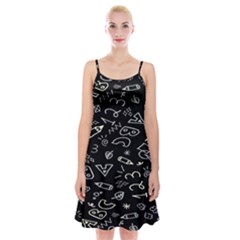 Background Graphic Abstract Pattern Spaghetti Strap Velvet Dress