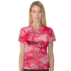 Background Peace Doodles Graphic V-neck Sport Mesh Tee