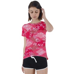 Background Peace Doodles Graphic Short Sleeve Open Back Tee