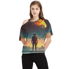 Leadership Alien Soldier Warrior Fantasy One Shoulder Cut Out Tee by Ravend