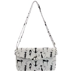 Pattern Cats Black Feline Kitten Removable Strap Clutch Bag