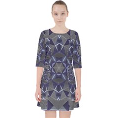 Kaleidoscope Geometric Pattern Quarter Sleeve Pocket Dress