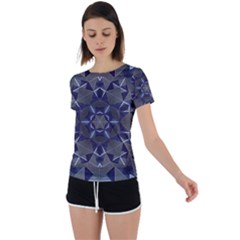 Kaleidoscope Geometric Pattern Back Circle Cutout Sports Tee