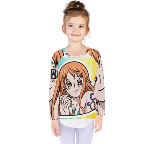 Nami Lovers Money Kids  Long Sleeve Tee by designmarketalsprey31