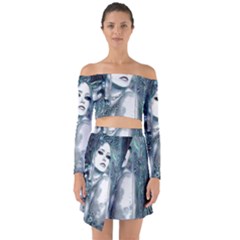 Sapphire Slime Off Shoulder Top With Skirt Set by MRNStudios