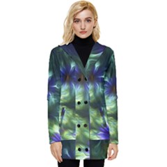 Fractalflowers Button Up Hooded Coat  by Sparkle