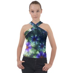 Fractalflowers Cross Neck Velour Top by Sparkle