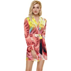 Fractalflowers Long Sleeve Satin Robe by Sparkle