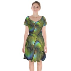 Digitalart  Waves Short Sleeve Bardot Dress by Sparkle