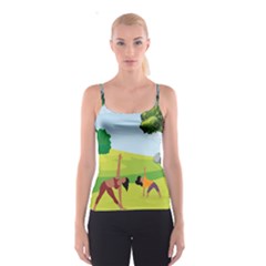 Mother And Daughter Yoga Art Celebrating Motherhood And Bond Between Mom And Daughter  Spaghetti Strap Top