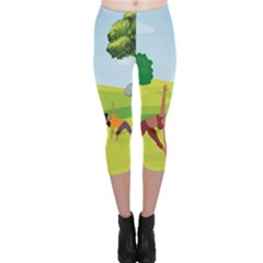 Mother And Daughter Yoga Art Celebrating Motherhood And Bond Between Mom And Daughter. Capri Leggings 