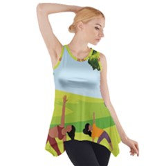 Mother And Daughter Yoga Art Celebrating Motherhood And Bond Between Mom And Daughter  Side Drop Tank Tunic
