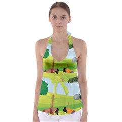 Mother And Daughter Yoga Art Celebrating Motherhood And Bond Between Mom And Daughter  Babydoll Tankini Top