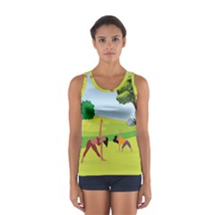 Mother And Daughter Yoga Art Celebrating Motherhood And Bond Between Mom And Daughter  Sport Tank Top  by SymmekaDesign