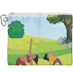 Mother And Daughter Yoga Art Celebrating Motherhood And Bond Between Mom And Daughter  Canvas Cosmetic Bag (xxxl)