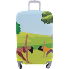 Mother And Daughter Yoga Art Celebrating Motherhood And Bond Between Mom And Daughter  Luggage Cover (large)