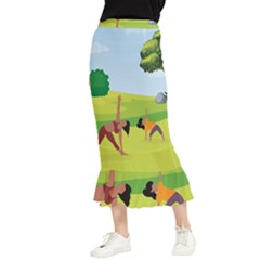 Mother And Daughter Yoga Art Celebrating Motherhood And Bond Between Mom And Daughter  Maxi Fishtail Chiffon Skirt by SymmekaDesign