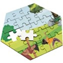 Mother And Daughter Yoga Art Celebrating Motherhood And Bond Between Mom And Daughter. Wooden Puzzle Hexagon View3