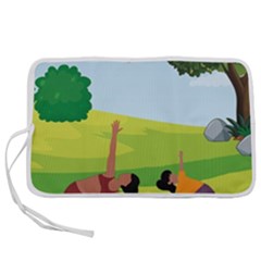 Mother And Daughter Yoga Art Celebrating Motherhood And Bond Between Mom And Daughter. Pen Storage Case (L)