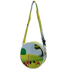 Mother And Daughter Yoga Art Celebrating Motherhood And Bond Between Mom And Daughter. Crossbody Circle Bag