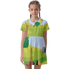 Mother And Daughter Yoga Art Celebrating Motherhood And Bond Between Mom And Daughter. Kids  Asymmetric Collar Dress