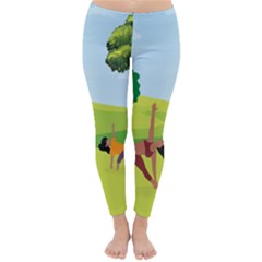 Mother And Daughter Yoga Art Celebrating Motherhood And Bond Between Mom And Daughter  Classic Winter Leggings by SymmekaDesign