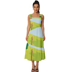 Mother And Daughter Yoga Art Celebrating Motherhood And Bond Between Mom And Daughter  Square Neckline Tiered Midi Dress