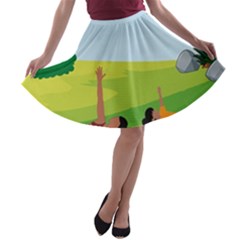 Mother And Daughter Y A-line Skater Skirt by SymmekaDesign