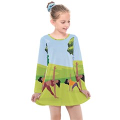 Large Kids  Long Sleeve Dress by SymmekaDesign