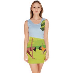 Mother And Daughter Yoga Art Celebrating Motherhood And Bond Between Mom And Daughter. Bodycon Dress