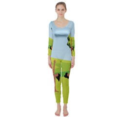 Mother And Daughter Yoga Art Celebrating Motherhood And Bond Between Mom And Daughter. Long Sleeve Catsuit