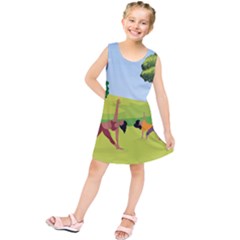 Mother And Daughter Yoga Art Celebrating Motherhood And Bond Between Mom And Daughter  Kids  Tunic Dress by SymmekaDesign