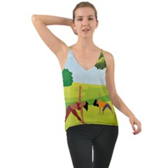 Mother And Daughter Yoga Art Celebrating Motherhood And Bond Between Mom And Daughter. Chiffon Cami